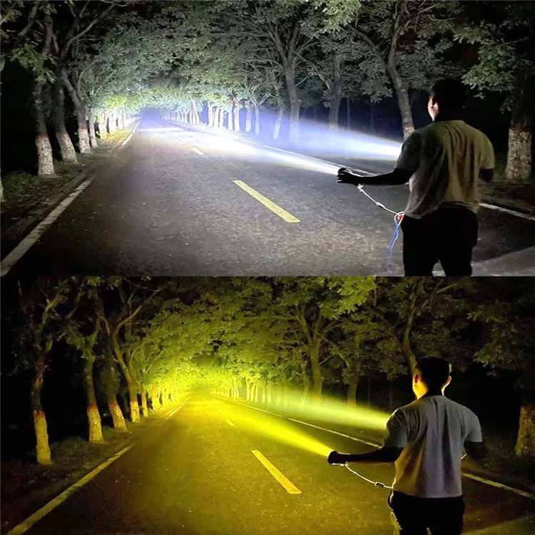 2Pcs Motorcycle LED Spotlight Aluminum Shell White Yellow Light High Power Headlight with Cooling Fan
