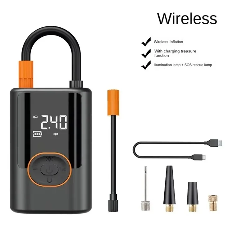 Inflador de Pneus Sem Fio com 19 Cilindros, Compressor de Ar Portátil de Alta Pressão com Função de Power Bank