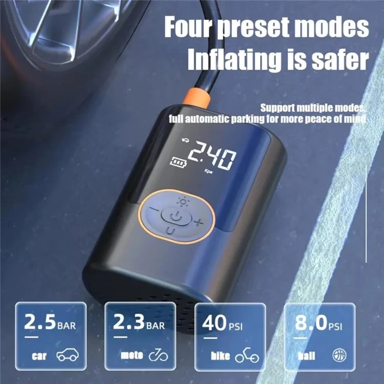 Inflador de Pneus Sem Fio com 19 Cilindros, Compressor de Ar Portátil de Alta Pressão com Função de Power Bank