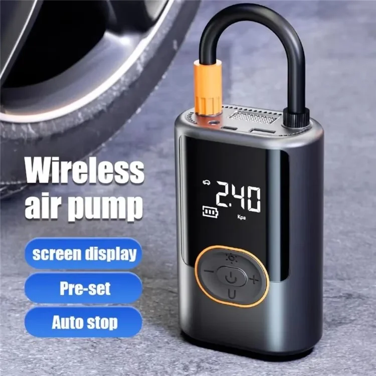 Inflador de Pneus Sem Fio com 19 Cilindros, Compressor de Ar Portátil de Alta Pressão com Função de Power Bank