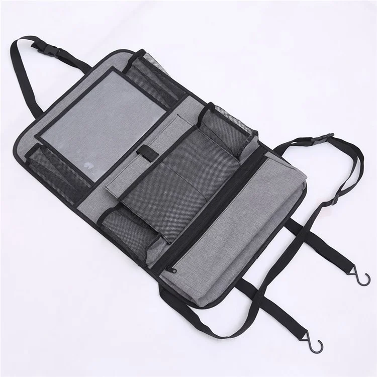 Autositz-Rücksitz-Organizer mit transparenter Tasche aus Oxford-Stoff, Aufbewahrungstasche mit mehreren Fächern zum Aufhängen - Grau