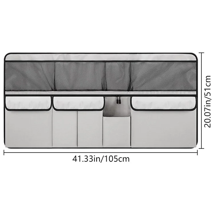 Organizer Multitasca per Sedile Posteriore dell'Auto in Tessuto Oxford - Borsa Portaoggetti Capiente con Tasca Appendibile per Bagagliaio - Beige
