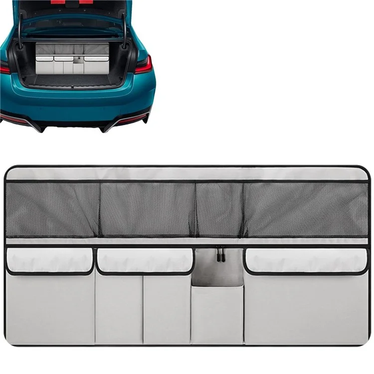 Organizer Multitasca per Sedile Posteriore dell'Auto in Tessuto Oxford - Borsa Portaoggetti Capiente con Tasca Appendibile per Bagagliaio - Beige