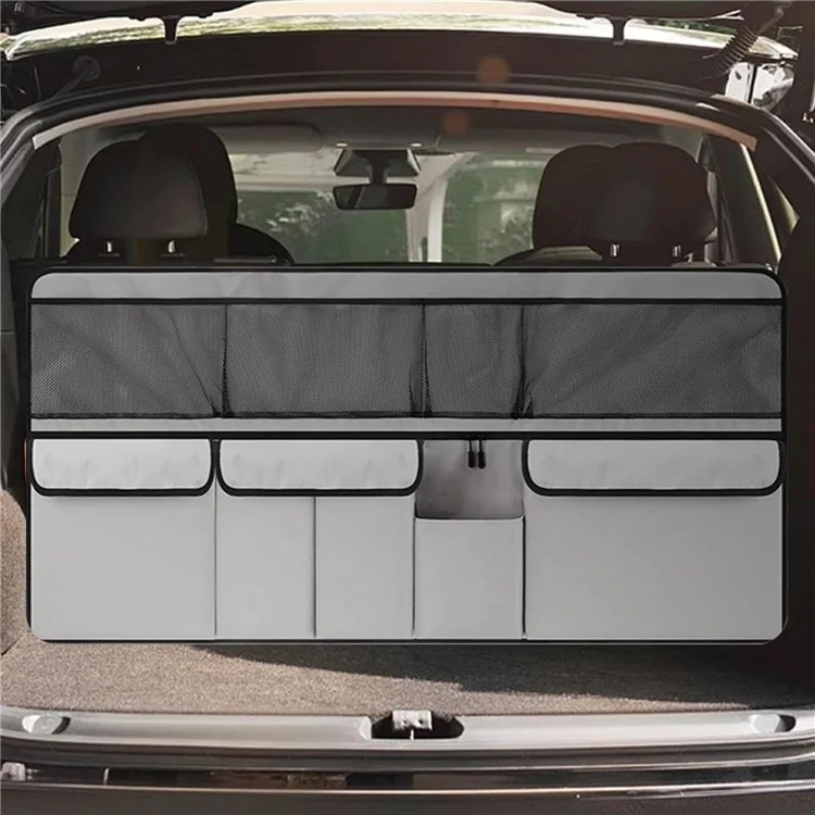 Organizer Multitasca per Sedile Posteriore dell'Auto in Tessuto Oxford - Borsa Portaoggetti Capiente con Tasca Appendibile per Bagagliaio - Beige