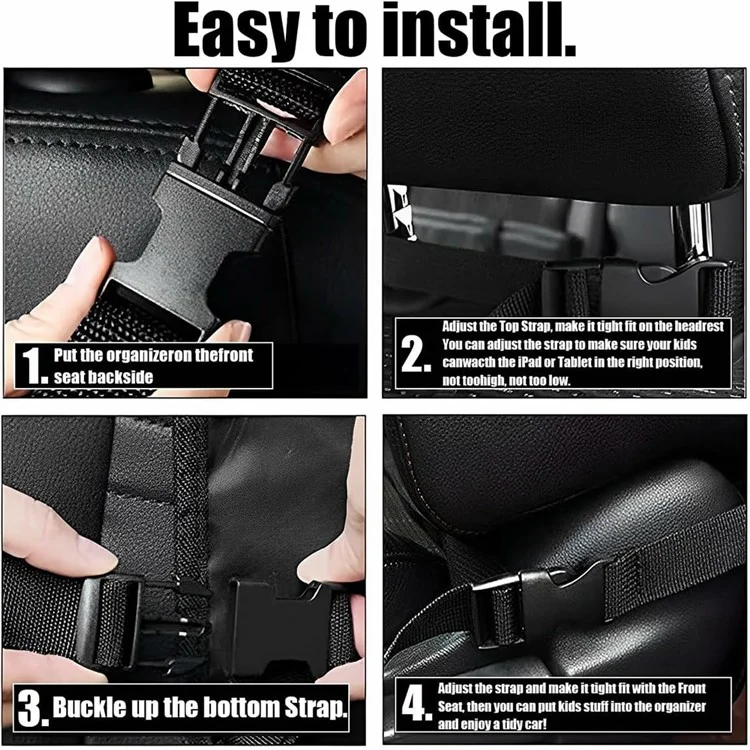 Organizador de asiento trasero de coche de tela Oxford 600D con soporte para tableta Bolsa de almacenamiento de múltiples bolsillos Protector contra patadas - Gris