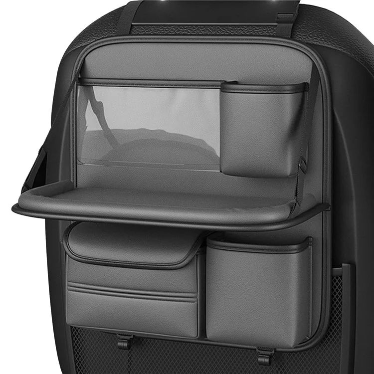Rücksitzorganizer für Autos Mehrtaschige Aufbewahrungstasche Wasserdichtes PU-Leder-Schutzmatten mit Klapptisch