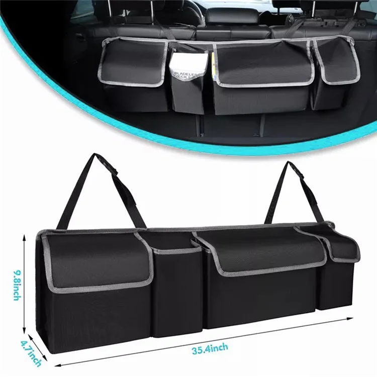 Organizador Universal para Asiento Trasero de Coche con Múltiples Bolsillos y Tapa, de Tela Oxford para Maletero