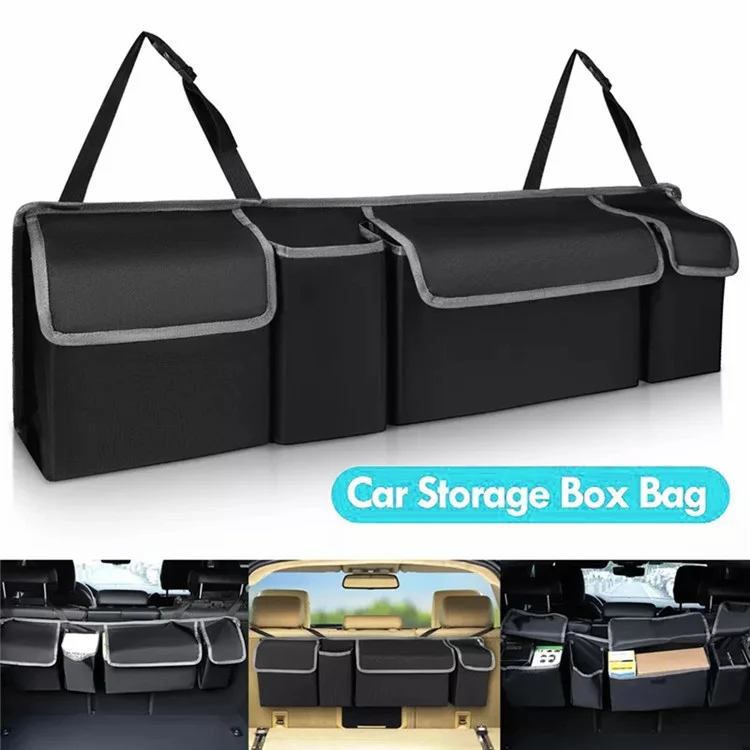 Organizador Universal para Asiento Trasero de Coche con Múltiples Bolsillos y Tapa, de Tela Oxford para Maletero