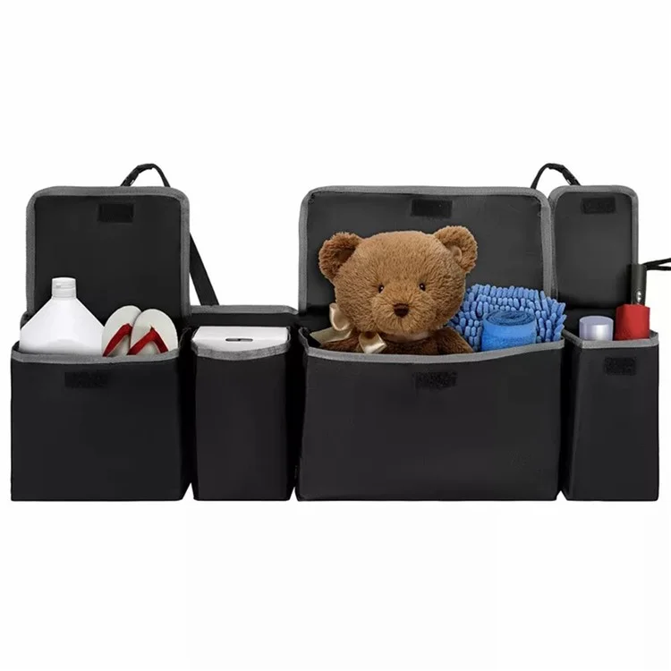 Organizador Universal para Asiento Trasero de Coche con Múltiples Bolsillos y Tapa, de Tela Oxford para Maletero