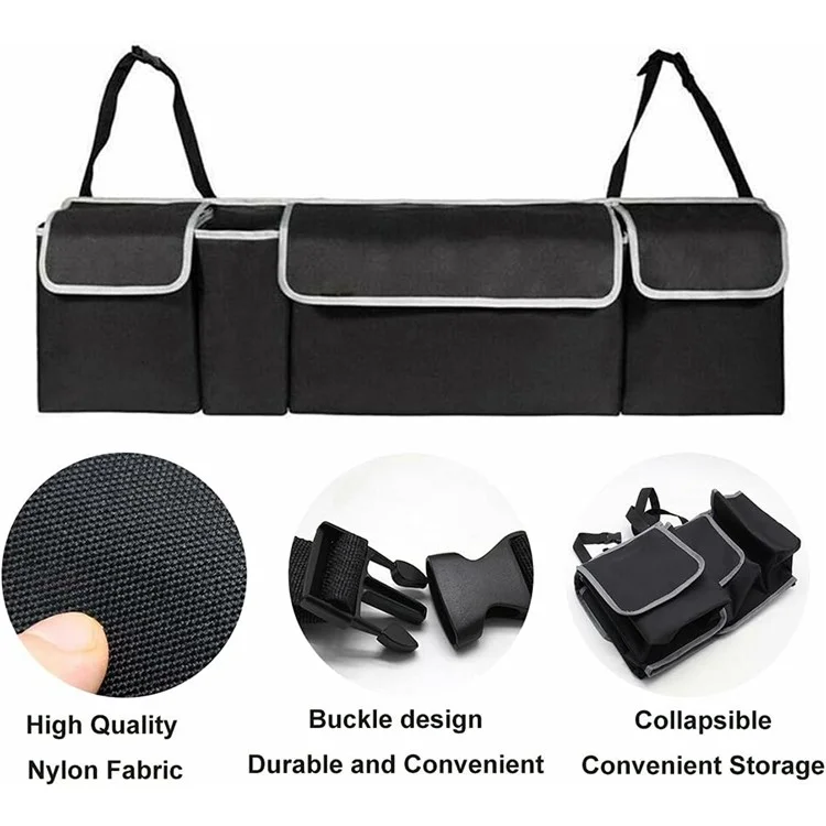 Organizador Universal para Asiento Trasero de Coche con Múltiples Bolsillos y Tapa, de Tela Oxford para Maletero