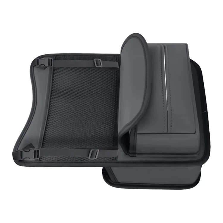 Universal Car Seat Back Organizer PU Leather Storage Bag Center Hanger Between Seats - Black