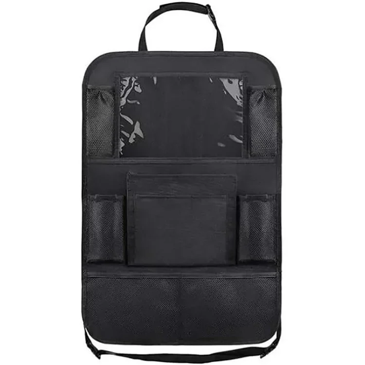 Sac de rangement pour dossier de siège de voiture en tissu Oxford 600D imperméable avec pochette transparente pour iPad