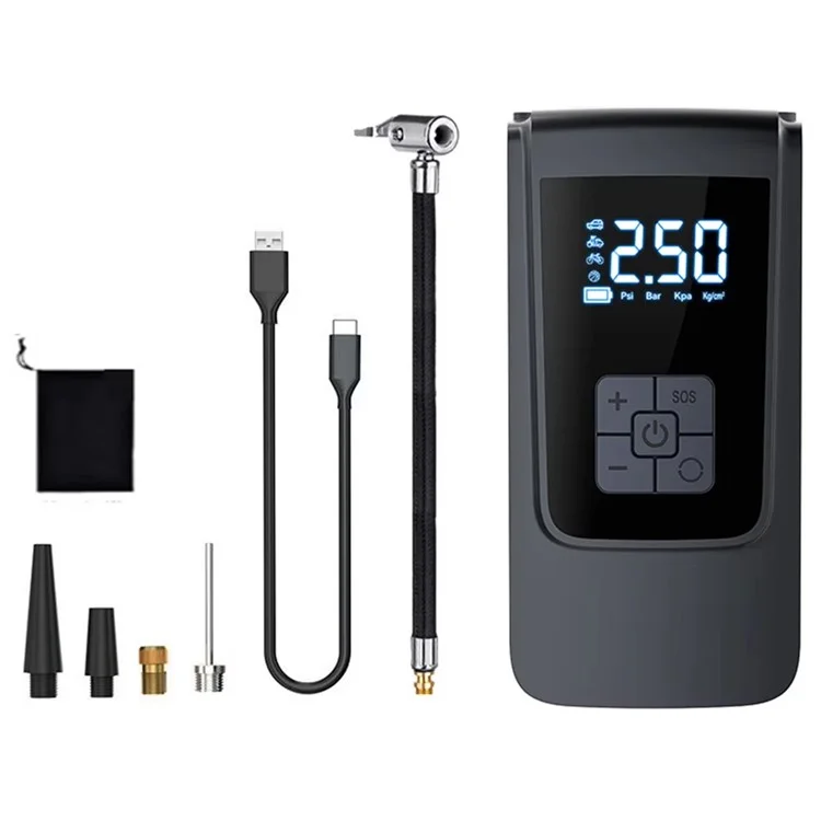 ST-9624B Compresor de Aire Portátil Inteligente de Doble Uso, Inflador Inalámbrico con Pantalla Digital USB para Neumáticos