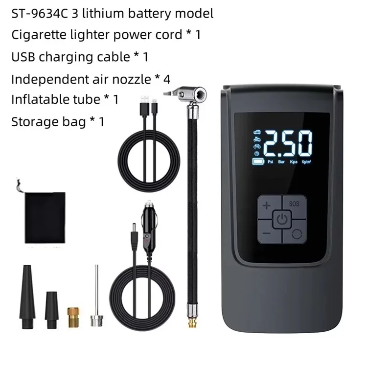 ST-9624C Drahtloser Luftpumpen-Kompressor DC / USB Digital Display Autoreifen Luftkompressor Tragbarer Intelligenter Druckmesser