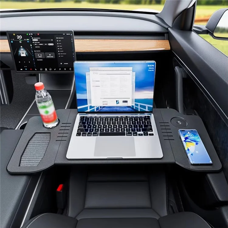 Складной трехсекционный столик для передних сидений Tesla Model 3 / Y, многофункциональный автомобильный рабочий стол для ноутбука, портативная рабочая станция