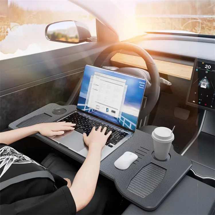 Складной трехсекционный столик для передних сидений Tesla Model 3 / Y, многофункциональный автомобильный рабочий стол для ноутбука, портативная рабочая станция