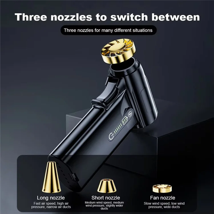 ST-8109 Portable Handheld Wireless Blower for Car  /  Home 3 Gears Adjustable High Power Dust Cleaner - Black
