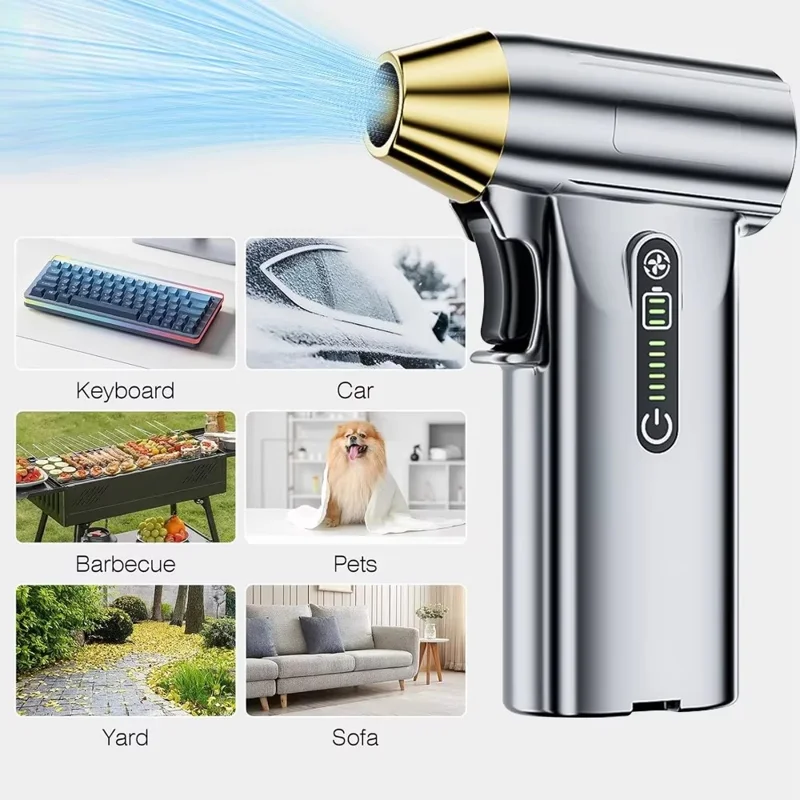 ST-8109 Portable Handheld Wireless Blower 3 Gears Adjustable High Power Car Home Dust Cleaner - Silver