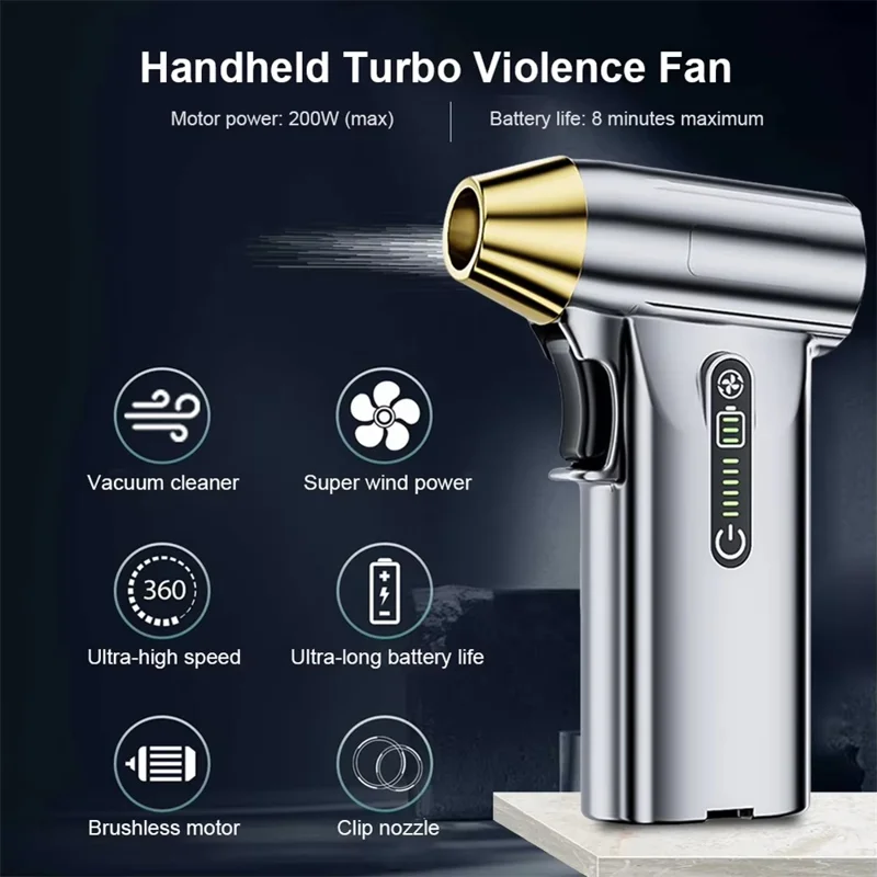 ST-8109 Portable Handheld Wireless Blower 3 Gears Adjustable High Power Car Home Dust Cleaner - Silver