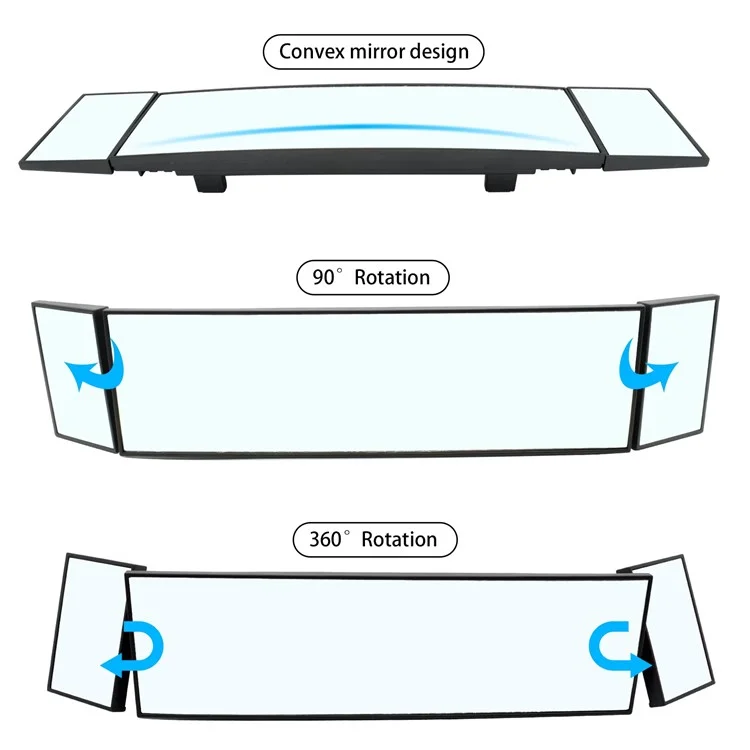 SD-2411 Hochauflösendes Glas Universal Dreifach-Rückspiegel mit Weitwinkel und Krümmung