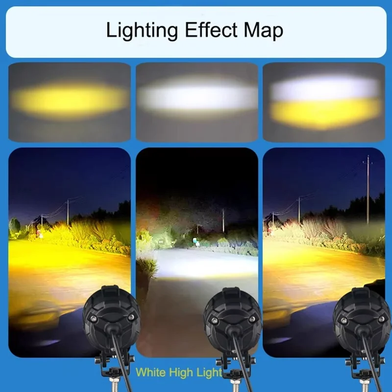 DC 12V-65V Motorcycle LED Headlight 8000lm 20W High Low Beam Fog Lamp for Car / ATV / SUV
