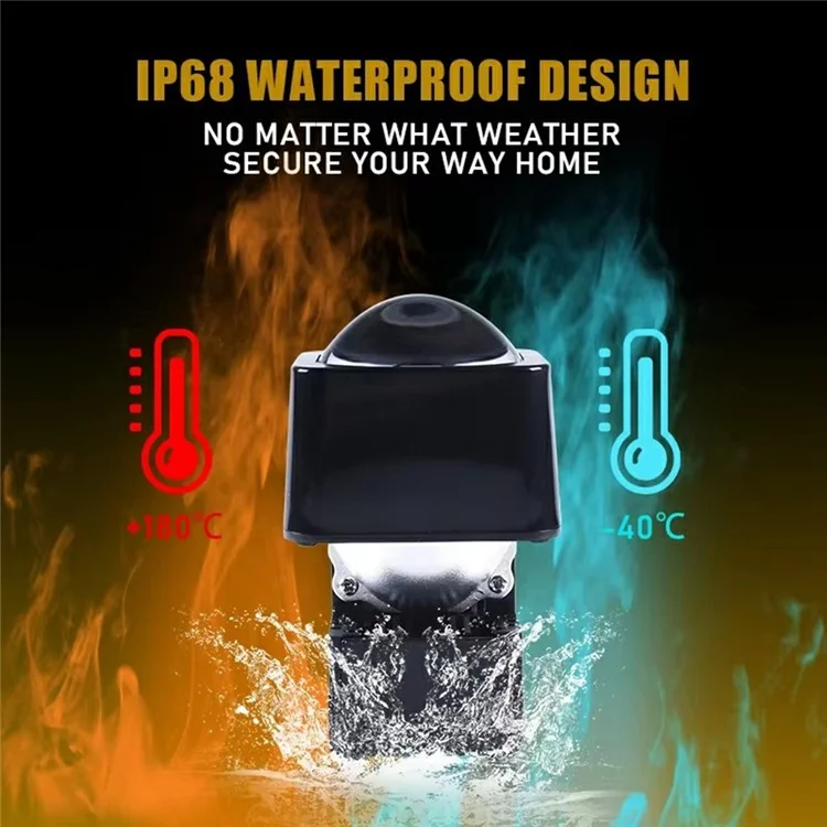 1.5 Inch Lens Waterproof LED Headlight Motorcycle High Low Beam Fog Light Built In Cooling Fan