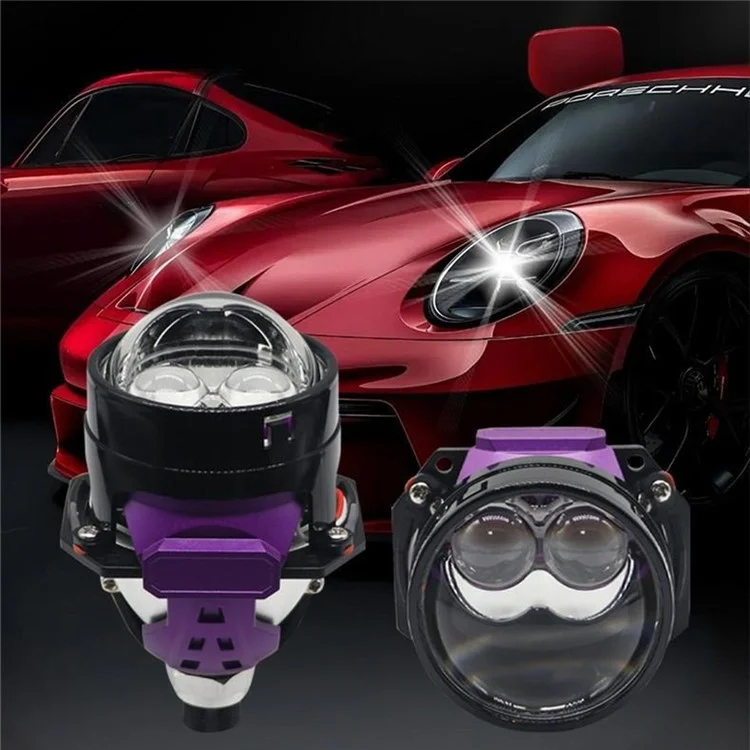 Faro de proyección láser LED doble de 2,5 pulgadas, 6500K, resistente al agua, 12V, 50W, haz alto y bajo, luz antiniebla para coche