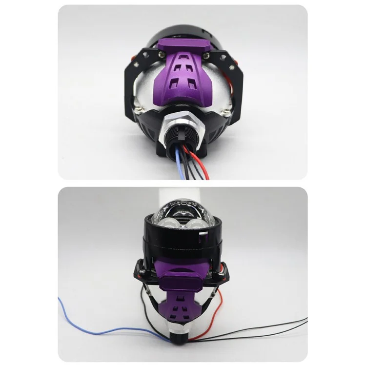 Faro de proyección láser LED doble de 2,5 pulgadas, 6500K, resistente al agua, 12V, 50W, haz alto y bajo, luz antiniebla para coche