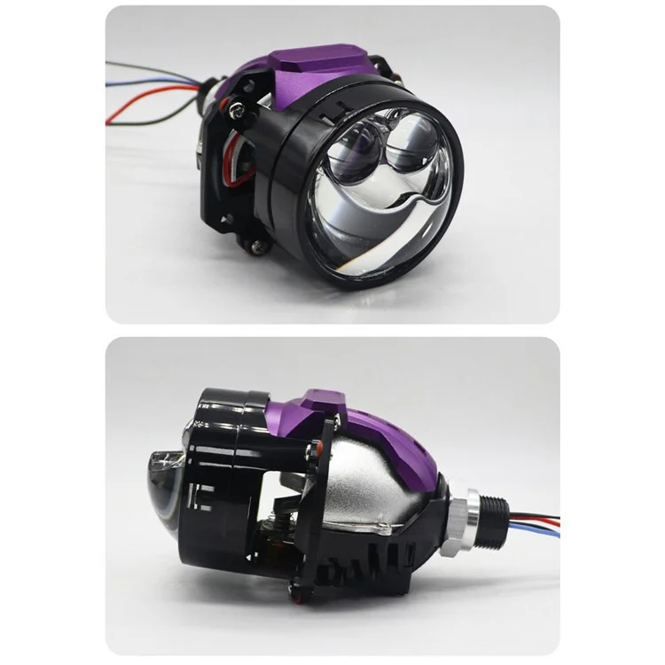 Faro de proyección láser LED doble de 2,5 pulgadas, 6500K, resistente al agua, 12V, 50W, haz alto y bajo, luz antiniebla para coche