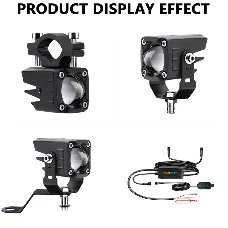 M1 Plus 2Pcs Motorcycle LED Spotlight Strobe Light for Motorcycle Electric Bike Devil Eye Headlight