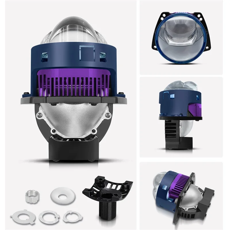 T04 Un par de faros LED de 3 pulgadas con proyector de matriz para coche, compatible con H4 / H7 / H11 / 9005 / 9006, lámpara de cabeza láser