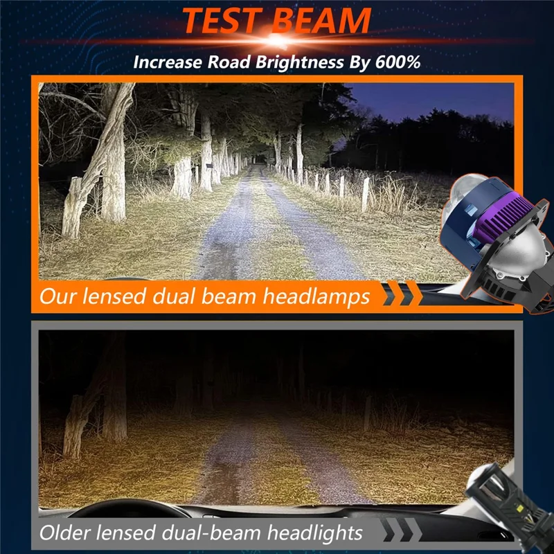 T04 Un par de faros LED de 3 pulgadas con proyector de matriz para coche, compatible con H4 / H7 / H11 / 9005 / 9006, lámpara de cabeza láser