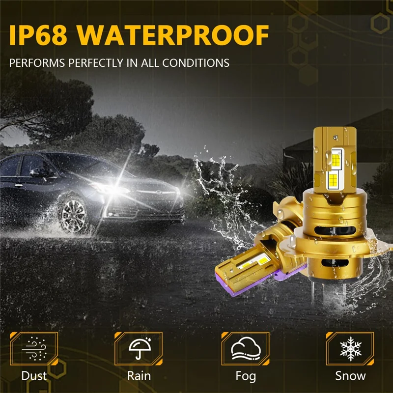 1 пара H4 / 9003 светодиодных автомобильных фар 35 Вт 6500 К IP68 Водонепроницаемые ближний/дальний свет