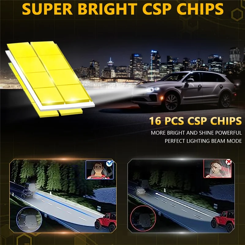 1 Par de Lâmpadas de Farol LED 9005 / HB3 para Carro 35W 6500K IP68 à Prova d'Água para Farol Alto e Baixo