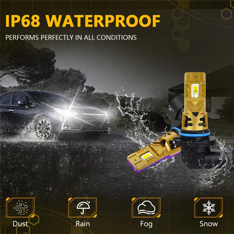 1 Par de Lâmpadas LED para Farol de Carro 9006 / HB4 35W 6500K IP68 Impermeável Feixe Alto e Baixo