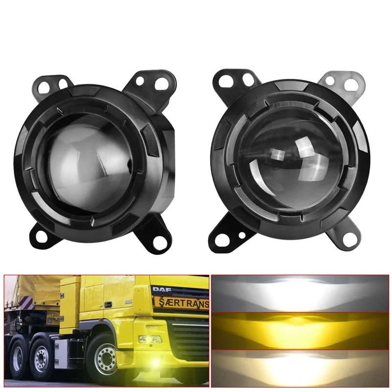 T14 1 Par de Faros LED de Doble Haz de Alta Potencia de 3 Pulgadas para Camiones DAF, Luz Antiniebla Delantera de 55W 9-32V