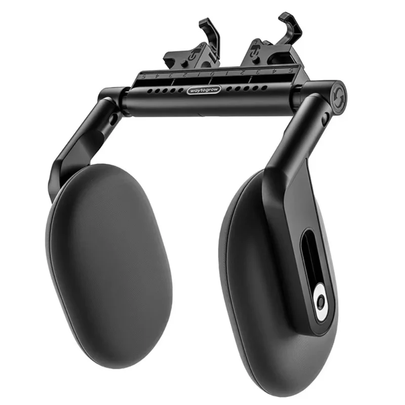 Car Headrest Memory Foam Neck Support Pillow Adjustable 3 Axis Linkage Dual Hook Cushion for Side Sleeping - Black
