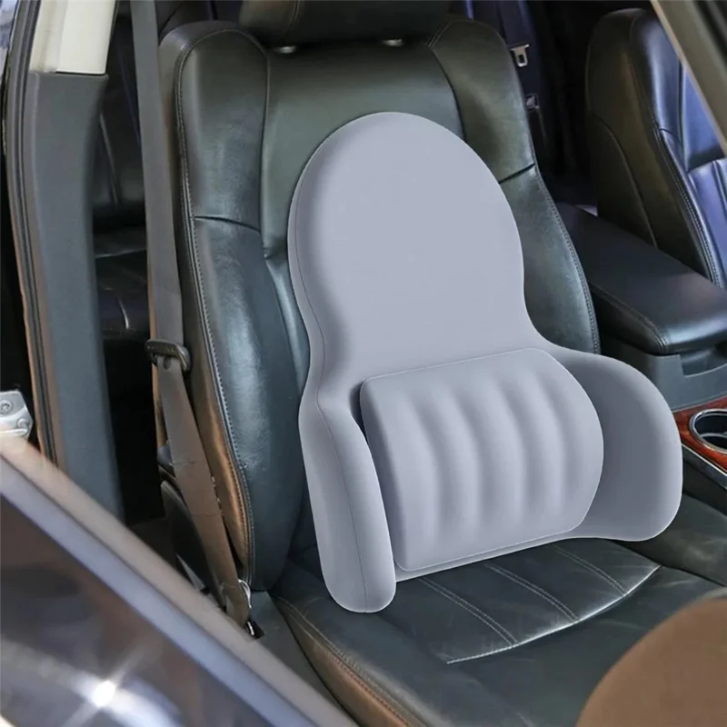 Almofada Lombar de Espuma de Memória 3D Ergonômica para Carro, Escritório e Casa - Alívio da Dor nas Costas - Cinza