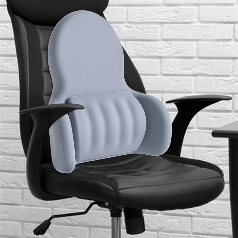 Almofada Lombar de Espuma de Memória 3D Ergonômica para Carro, Escritório e Casa - Alívio da Dor nas Costas - Cinza