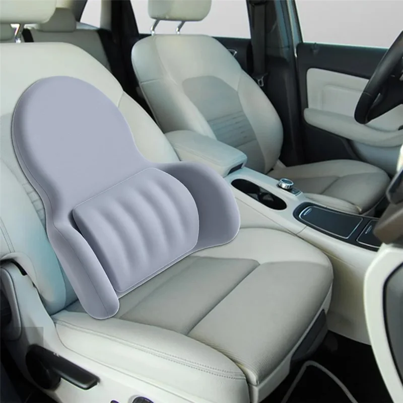 Almofada Lombar de Espuma de Memória 3D Ergonômica para Carro, Escritório e Casa - Alívio da Dor nas Costas - Cinza