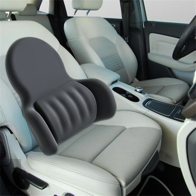 Almofada Lombar de Espuma de Memória 3D Ergonômica para Carro, Escritório e Casa - Alívio da Dor nas Costas - Cinza