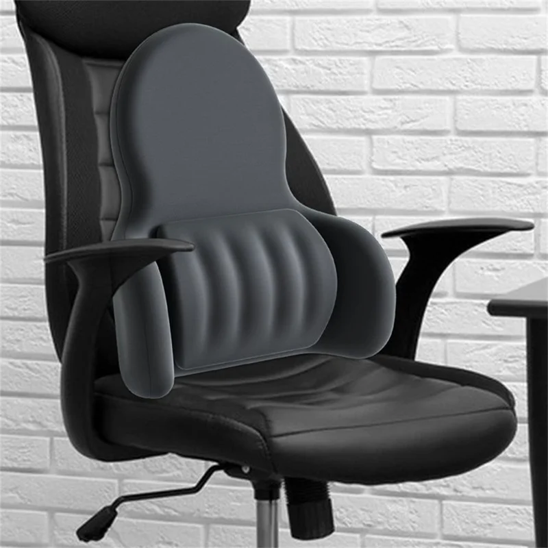 Almofada Lombar de Espuma de Memória 3D Ergonômica para Carro, Escritório e Casa - Alívio da Dor nas Costas - Cinza