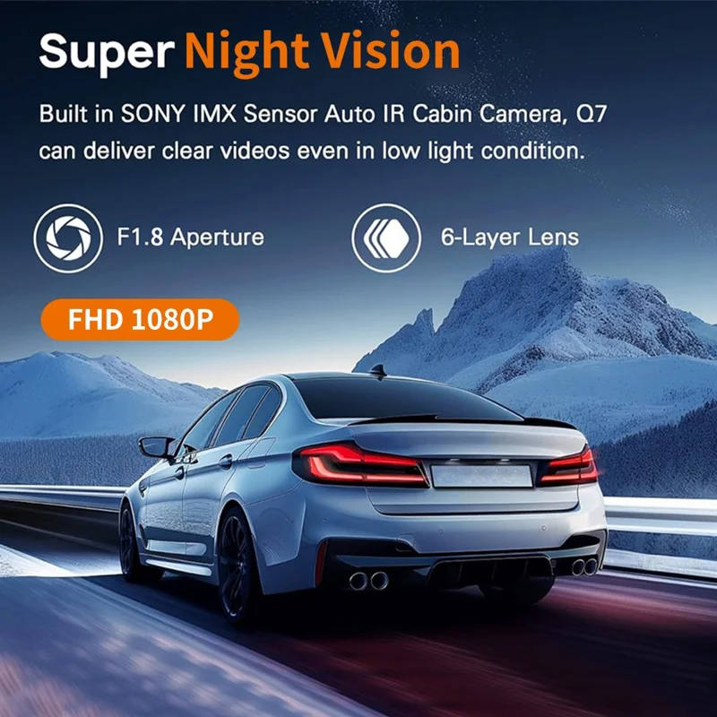 W3 WiFi 4 Channel Dash Cam 2K Night Vision Quad Lens Car DVR Vehicle Driving Recorder with GPS Module + Step-Down Cable
