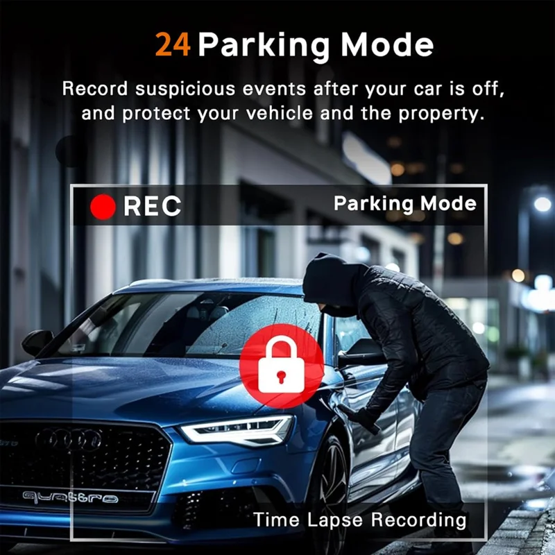 W3 WiFi 4 Channel Dash Cam 2K Night Vision Quad Lens Car DVR Vehicle Driving Recorder with GPS Module + Step-Down Cable