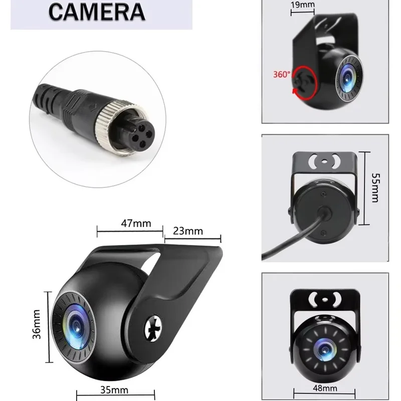 Grabador de conducción T960P de 10,1 pulgadas con pantalla grande, cámara de salpicadero de 4 canales con cámara de visión nocturna F10 y cámara de marcha atrás
