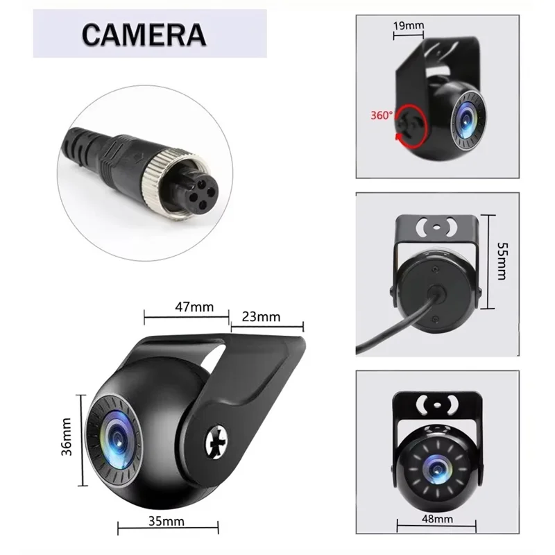 T960P 9 Inch Large Screen Car Driving Recorder 4-Channel Monitoring Dash Cam with F10 Night Vision Backup Camera