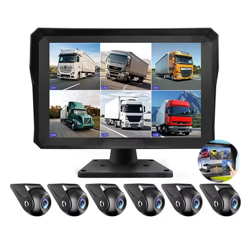 T60PRO Sistema DVR di Navigazione con Schermo da 10,1 Pollici, 6 Canali di Monitoraggio, Visione Notturna e Telecamera per Retromarcia con Fotocamera F10