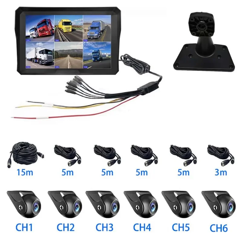 T60PRO Sistema DVR di Navigazione con Schermo da 10,1 Pollici, 6 Canali di Monitoraggio, Visione Notturna e Telecamera per Retromarcia con Fotocamera F10