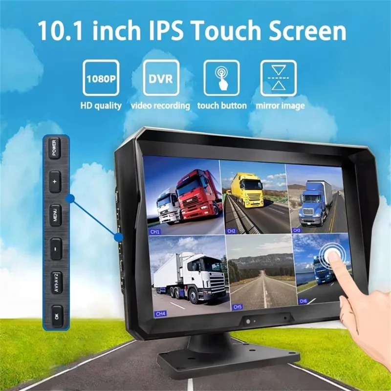 T60PRO Sistema DVR di Navigazione con Schermo da 10,1 Pollici, 6 Canali di Monitoraggio, Visione Notturna e Telecamera per Retromarcia con Fotocamera F10