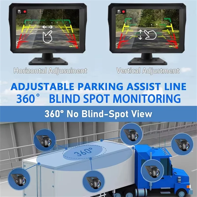 T60PRO Sistema DVR di Navigazione con Schermo da 10,1 Pollici, 6 Canali di Monitoraggio, Visione Notturna e Telecamera per Retromarcia con Fotocamera F10